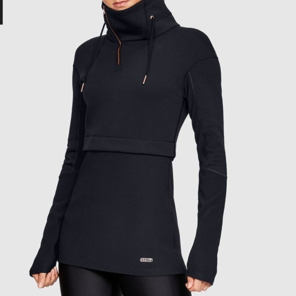 Under Armour Black High-Neck QUARTER ZIP Pullover, GEORGIA STATE TENNIS SIZE SM
